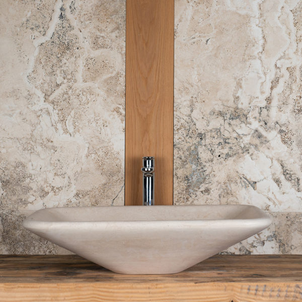 Rectangular travertine washbasin "Opus"