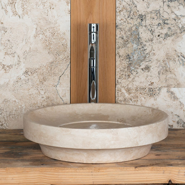 Modern travertine washbasin "Ufo Light"