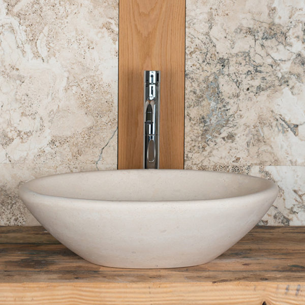 Oval travertine washbasin "Vaschetta"