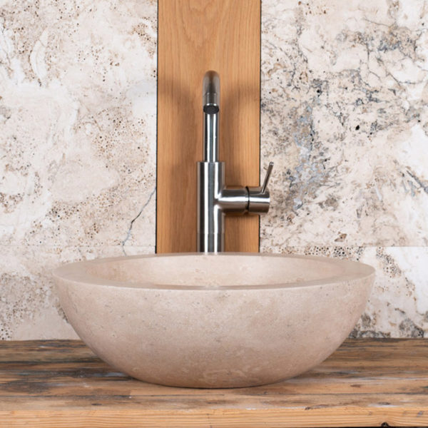 Round travertine washbasin "Bordo"