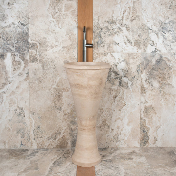 Lavabo in travertino free standing "Calice"