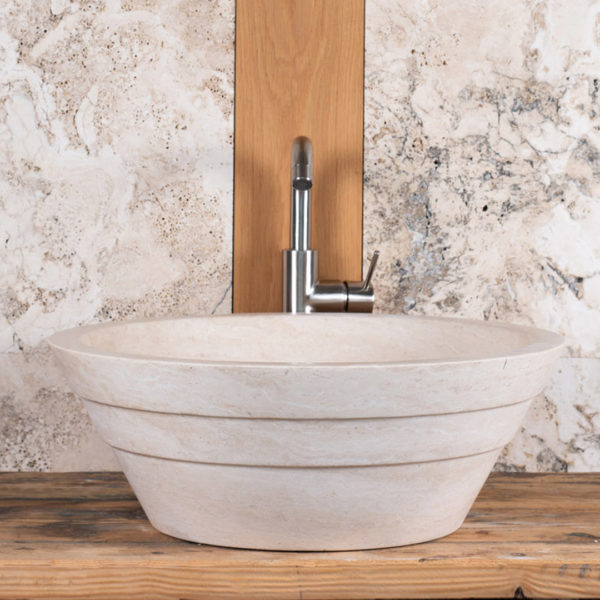 Round travertine washbasin "Castellina"