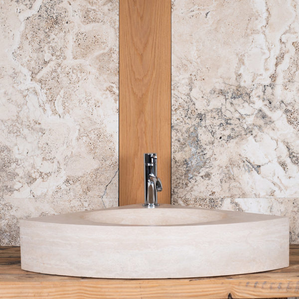 Travertine corner washbasin "Corner"