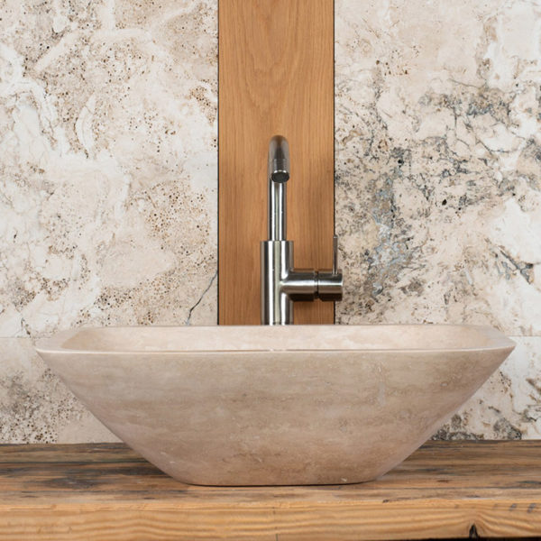 Rectangular travertine washbasin “Crib CH”