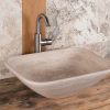 Thin-edged travertine sink "Crib Slim"