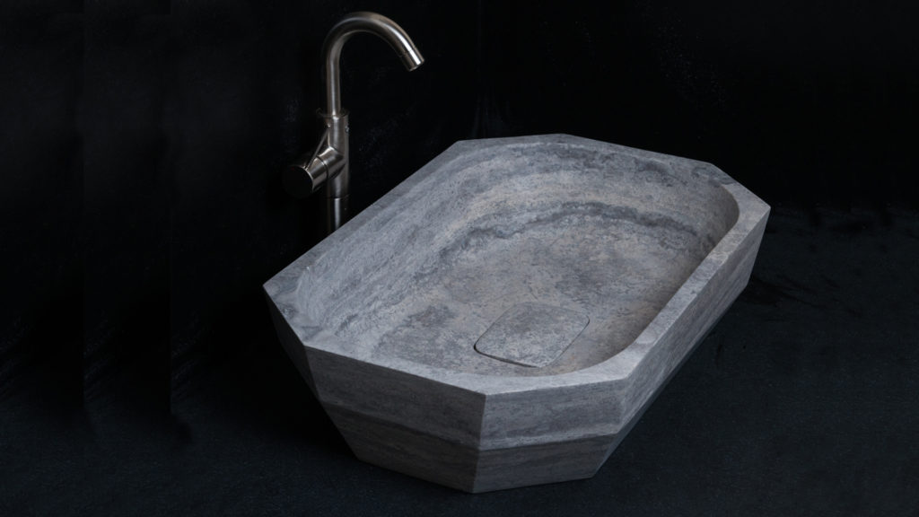 Designer travertine washbasin "Daymo Ice"