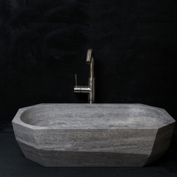 Designer travertine washbasin "Daymo Ice"