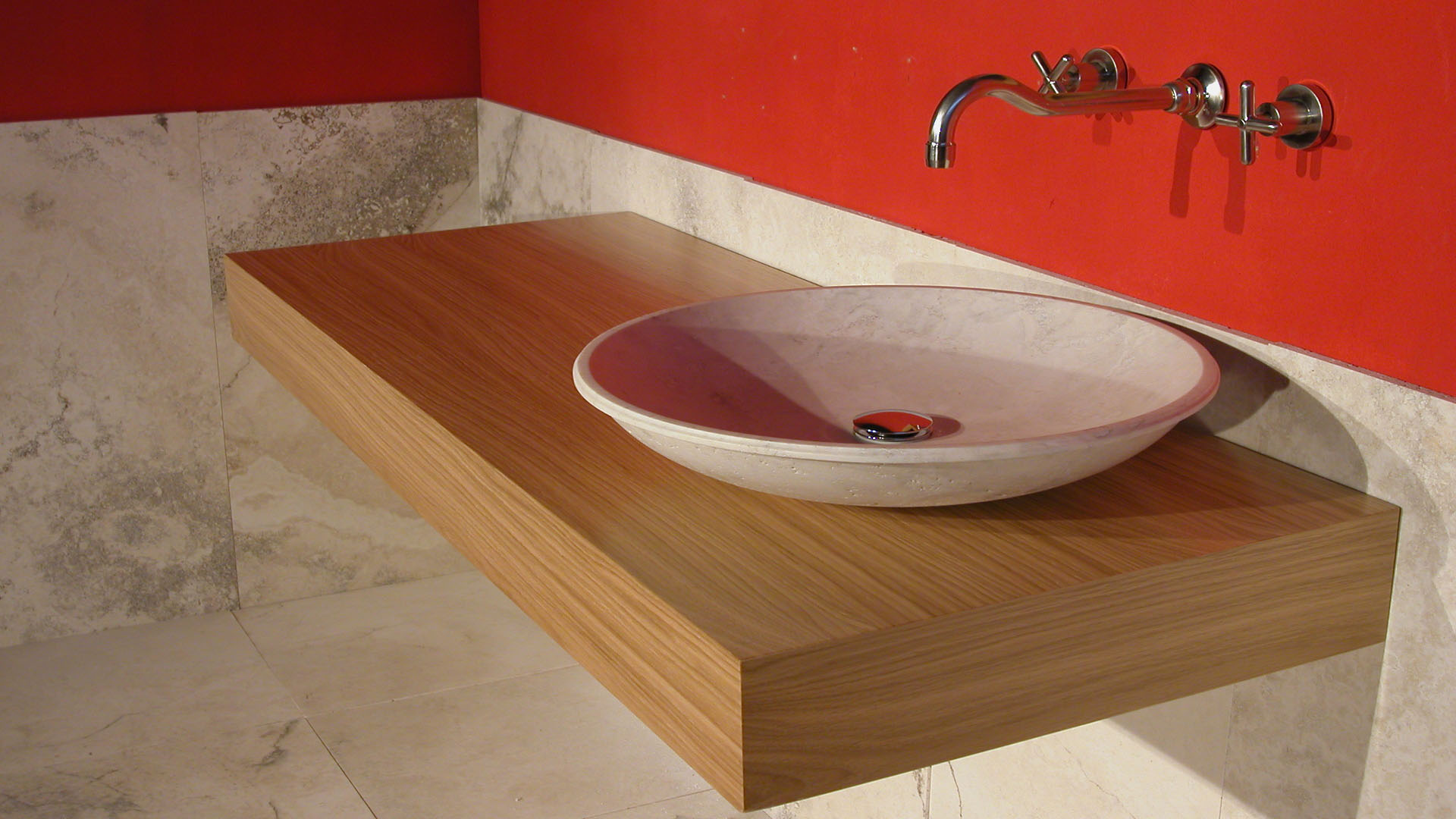 Wood And Travertine Bathroom Cabinet Mercatale Pietre Di Rapolano