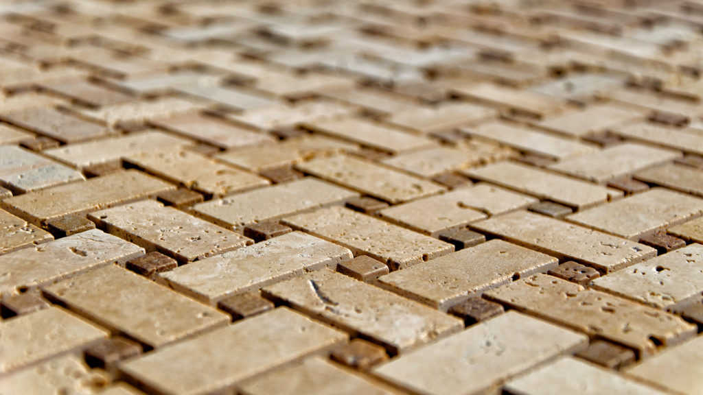 Travertine mosaic "Basketweave" Polished