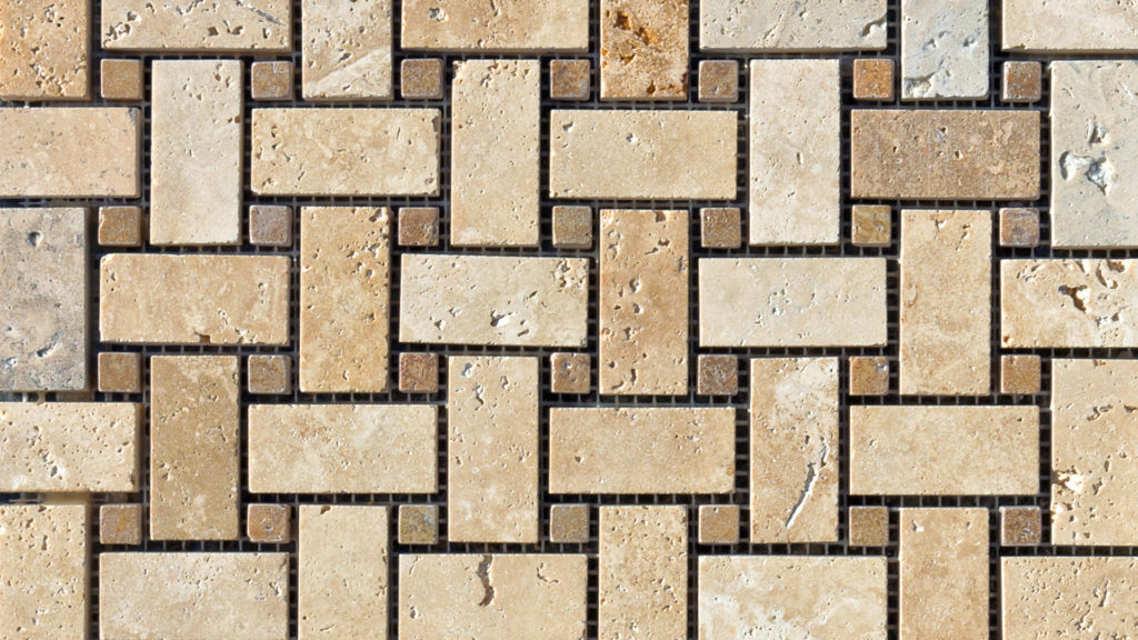 Travertine mosaic "Basketweave" Polished