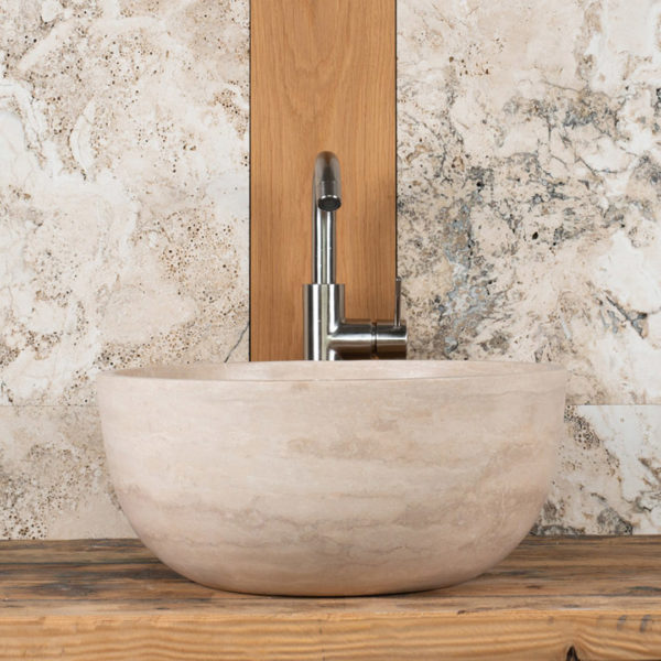 Thin-edged travertine washbasin "Fiano Slim"