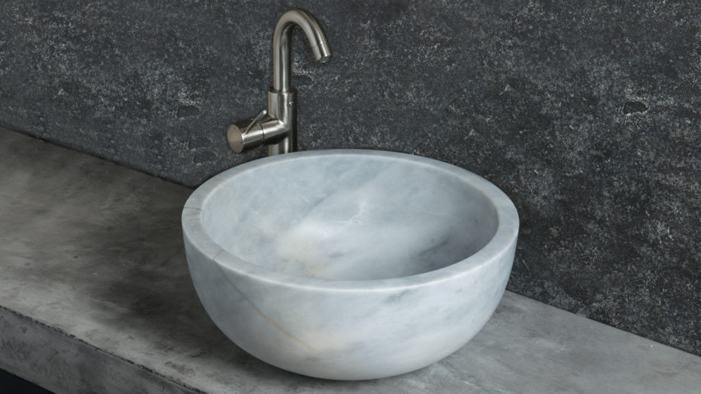 Lavabo rotondo in marmo "Fiano Grey"