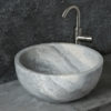 Round grey travertine washbasin "Fiano Ice"