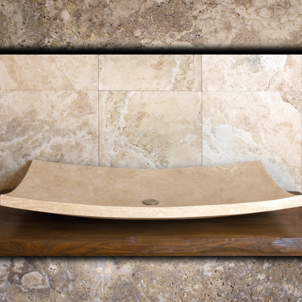 Rectangular travertine sink “Foglio Grande”