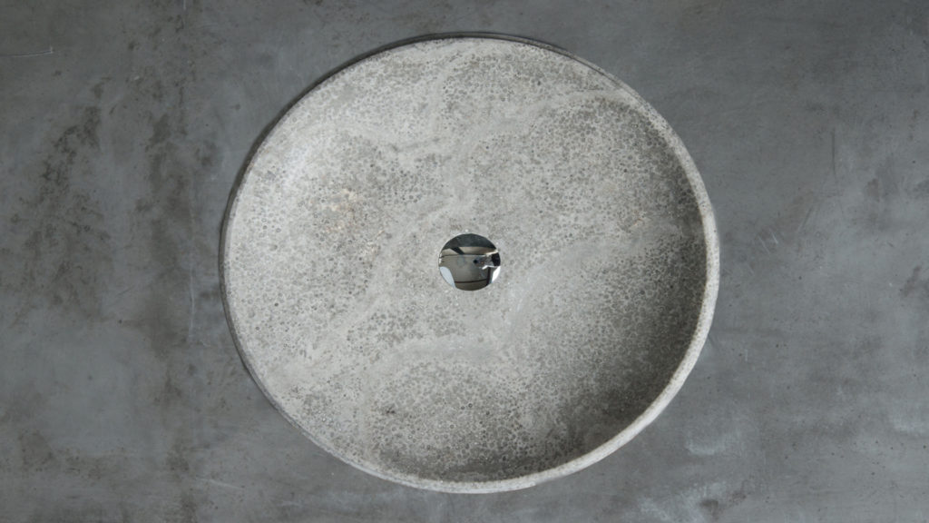 Designer grey travertine washbasin "Fonterutoli Ice"