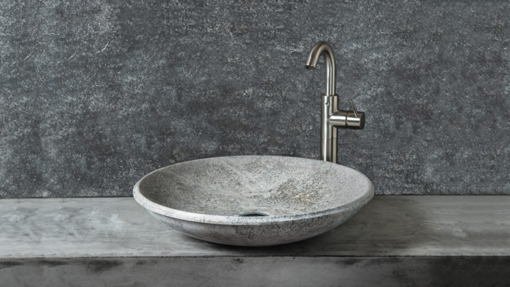 Lavabo design in travertino grigio “Fonterutoli Ice”