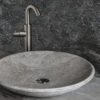 Designer grey travertine washbasin "Fonterutoli Ice"