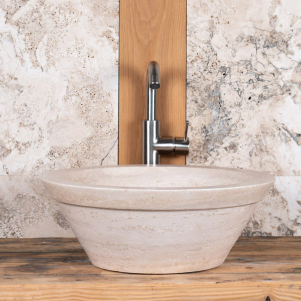 Round travertine washbasin "Gaiole CH"