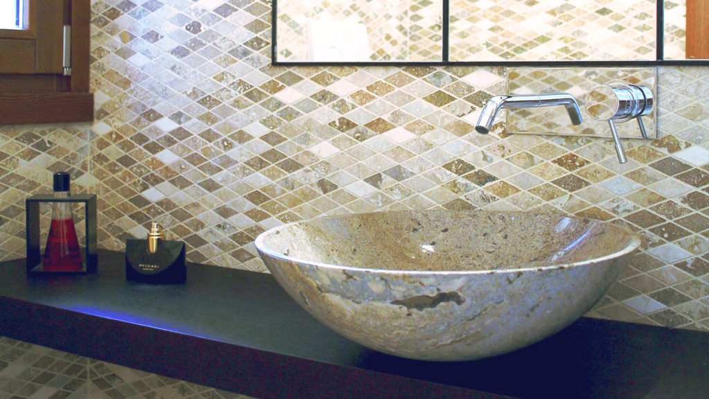 Travertine mosaic "Arlecchino Tuscany Mix" Polished