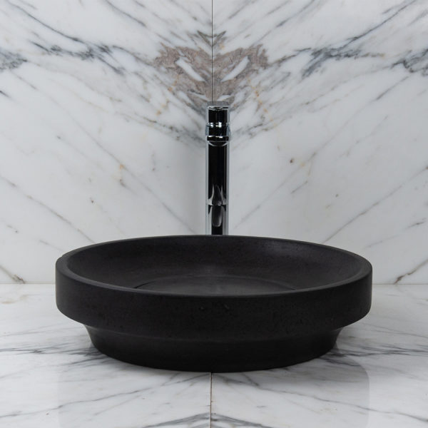 Lavabo tondo in basalto "Ufo Black"