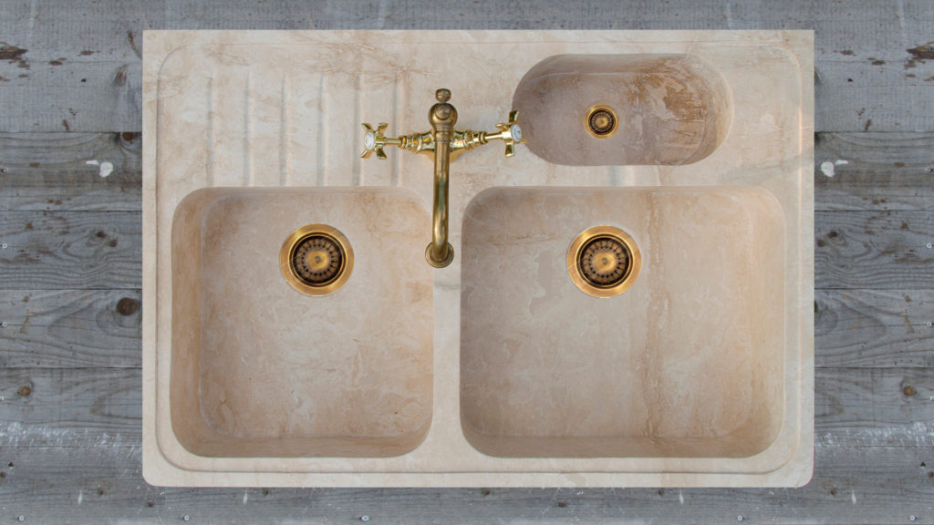 Travertine sink “Acquaio Triplo”