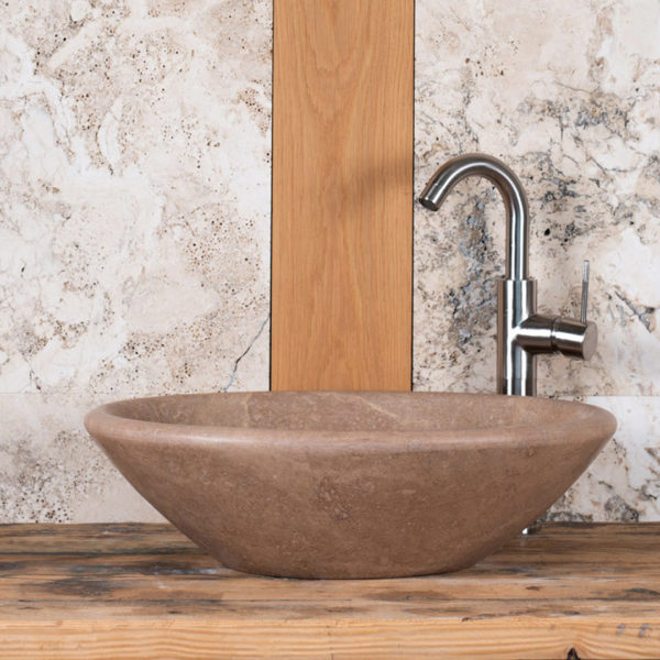 Oval travertine sink "Ovale Scuro"