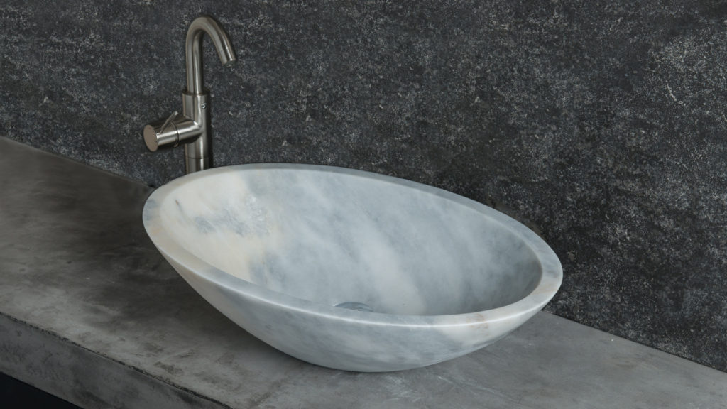 Ovales Waschbecken aus Marmor „Ovetto Grey“