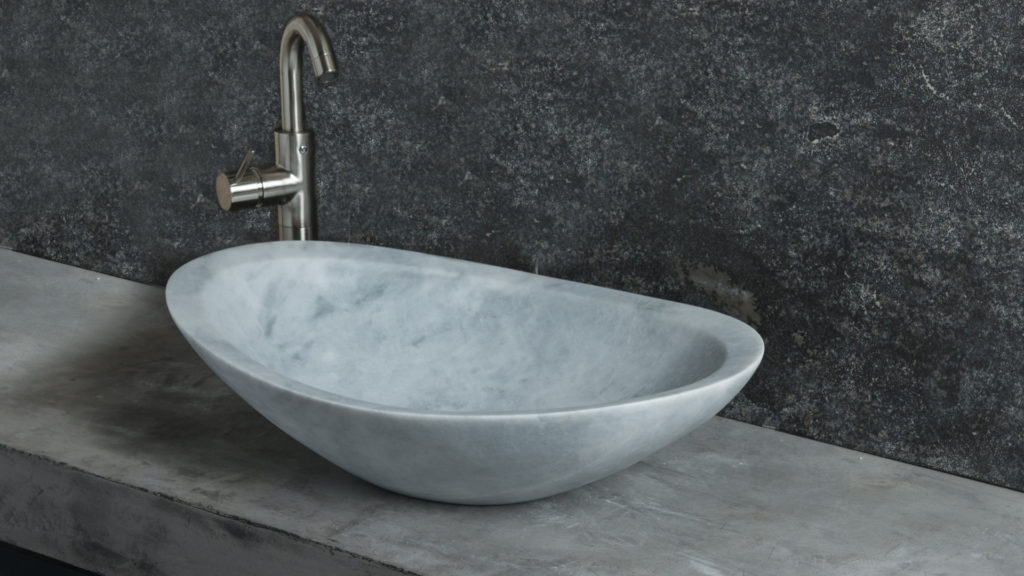 Ovales Waschbecken aus Marmor „Ovetto New Grey“