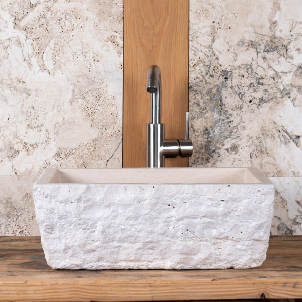 Rustic travertine washbasin “Pilozzo”