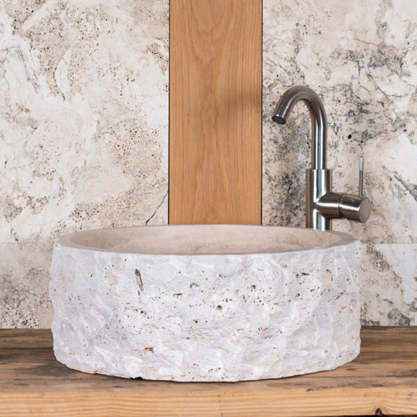 Lavabo rustico in travertino "Roccia"