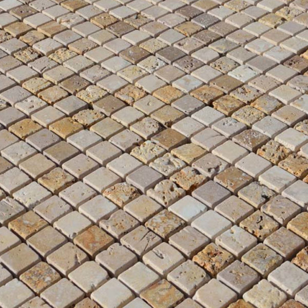 Mosaik aus Travertin „2,5x2,5 Multicolor“ Rustico