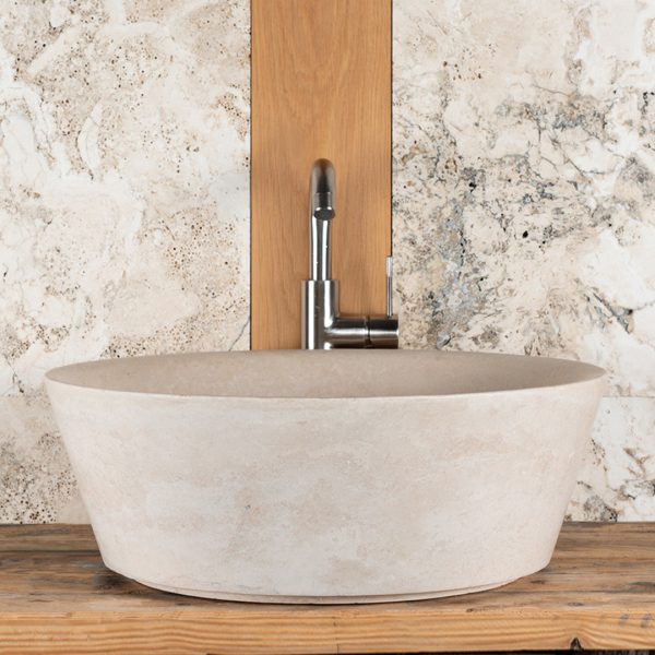 Lavabo grande tondo in travertino "Simple"