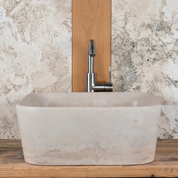 Lavabo quadrato in travertino "Square Slim"