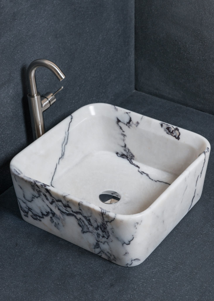 Square marble washbasin "Square Lilac"