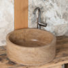 Walnut travertine washbasin "Tonda Scura"