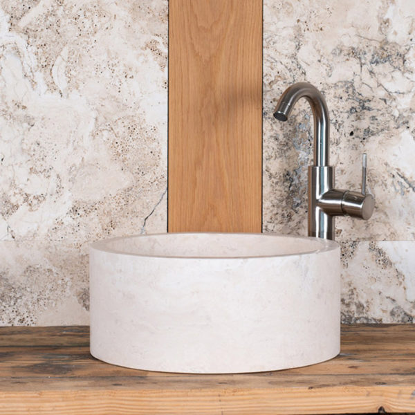 Small round travertine washbasin "Tondino"