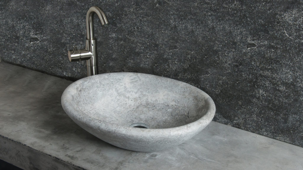 Grey travertine washbasin “Vaschetta Ice”