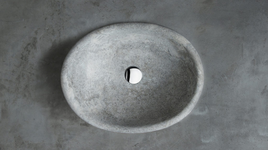 Grey travertine washbasin “Vaschetta Ice”