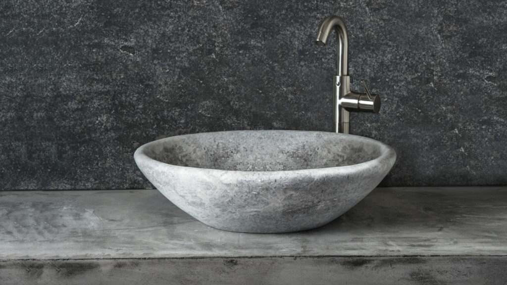 Grey travertine washbasin “Vaschetta Ice”