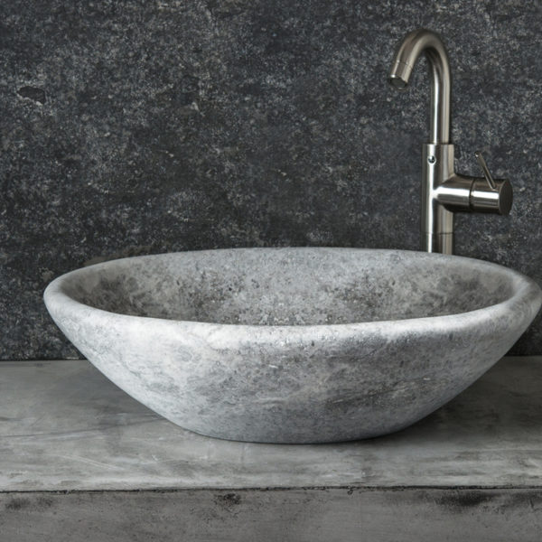 Grey travertine washbasin “Vaschetta Ice”