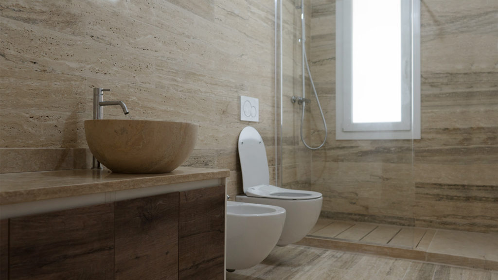 Travertine shower base "Doghe"