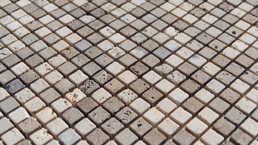 Travertine mosaic “1.5x1.5 Tuscany Mix" Pebble