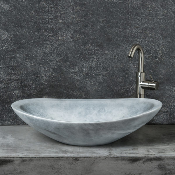 Ovales Waschbecken aus Marmor „Ovetto New Grey“