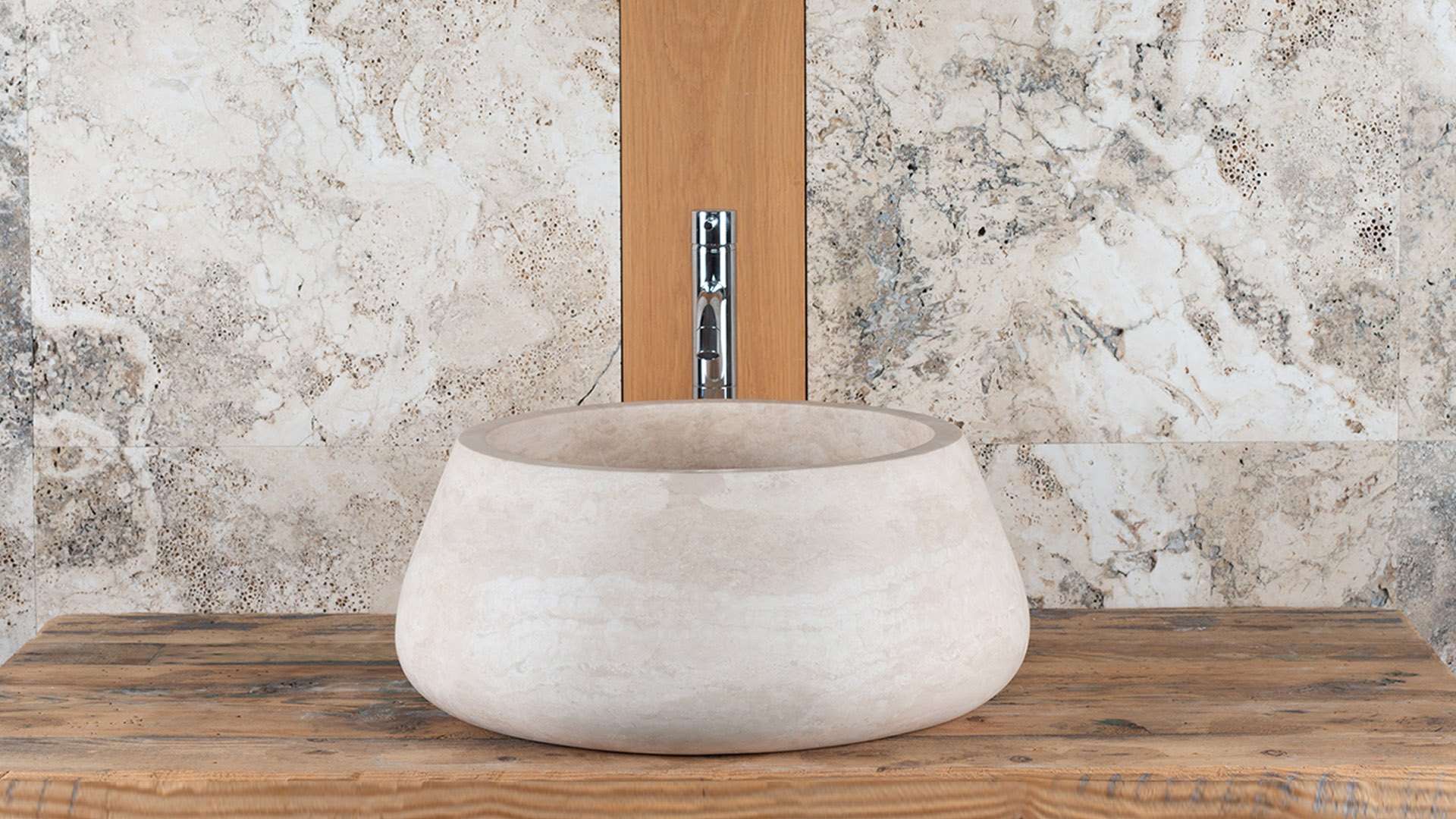 Countertop travertine washbasin “Pozzo”