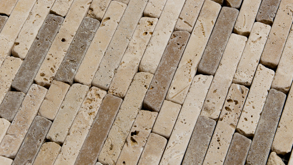 Travertine mosaic “Muretto Tuscany Mix” Pebble