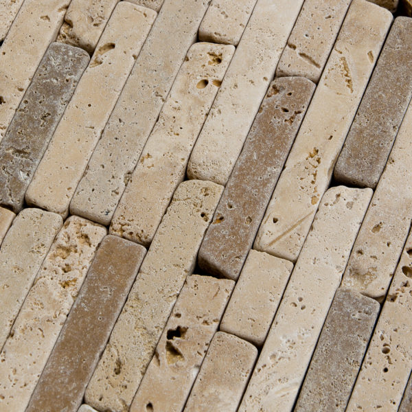 Travertine mosaic “Muretto Tuscany Mix" Pebble