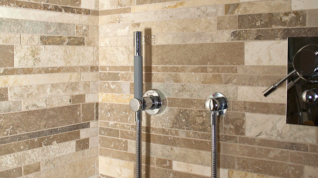 Travertine mosaic “Strips Tuscany Mix” Modern