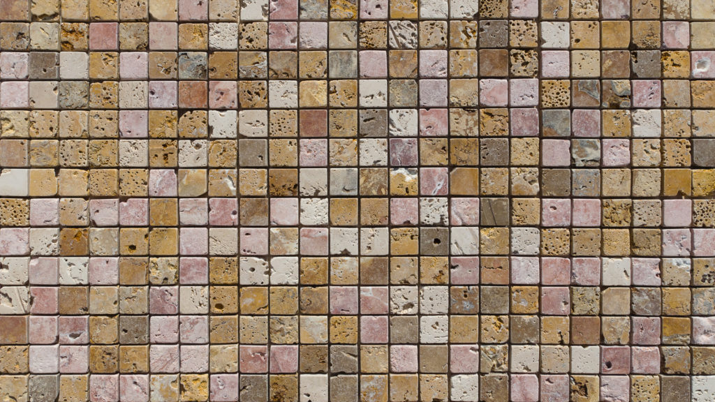 Mosaico in travertino "3x3cm Coral Mix" Rustico