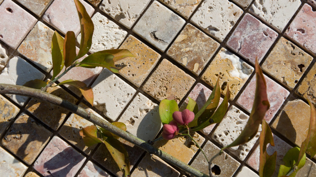 Travertine mosaic “3x3cm Coral Mix” Rustic