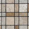 Travertine mosaic "Burberry Mix" Polished